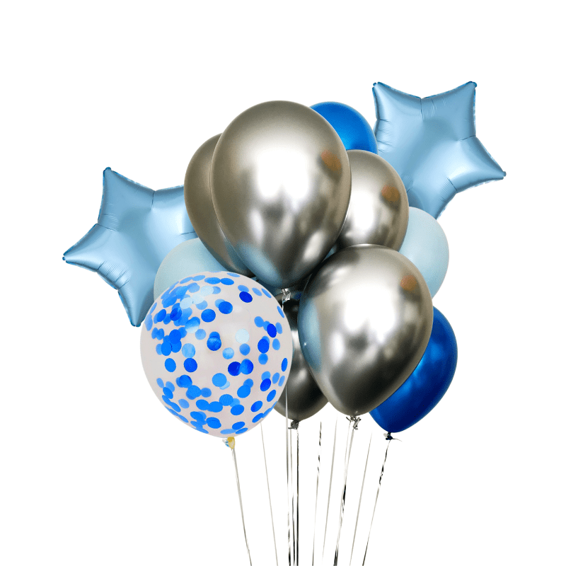 Balloon Bouquet - Blue & Silver