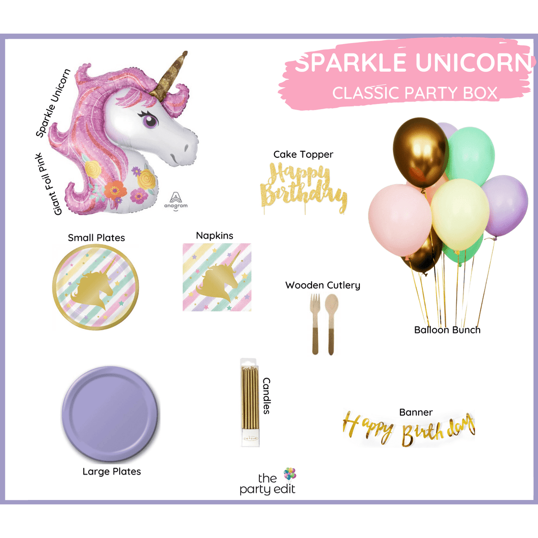 Pink Sparkle Unicorn Party Box - CLASSIC BOX