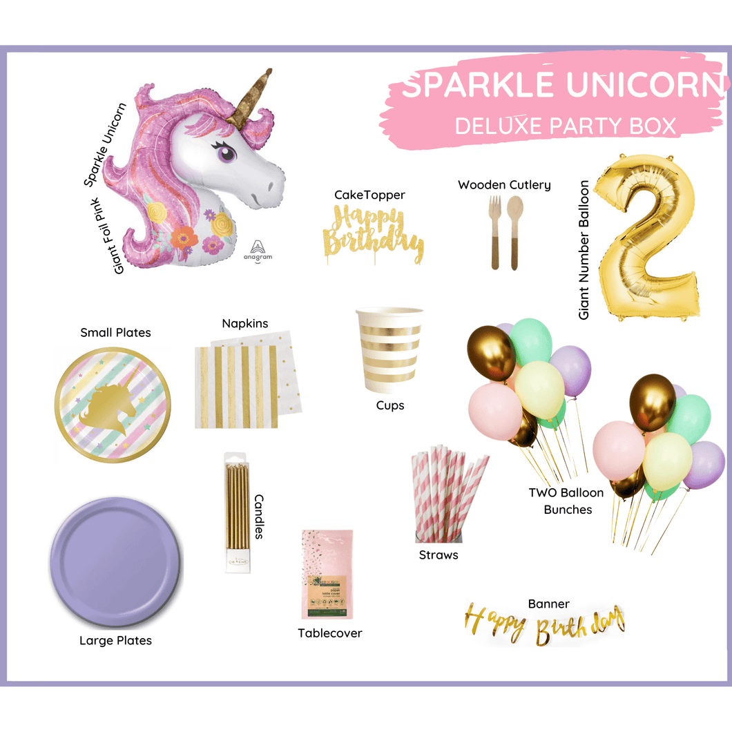 Pink Sparkle Unicorn Party Box - DELUXE BOX