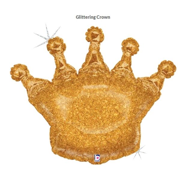 Giant Gold Glittering Crown Foil Balloon