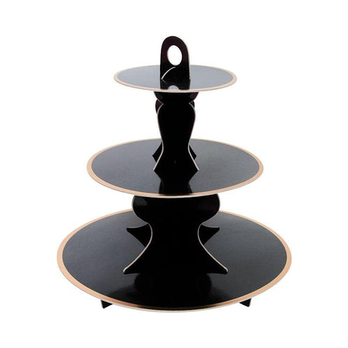 Black with Gold Trim Cupcake Stand - The Party Edit