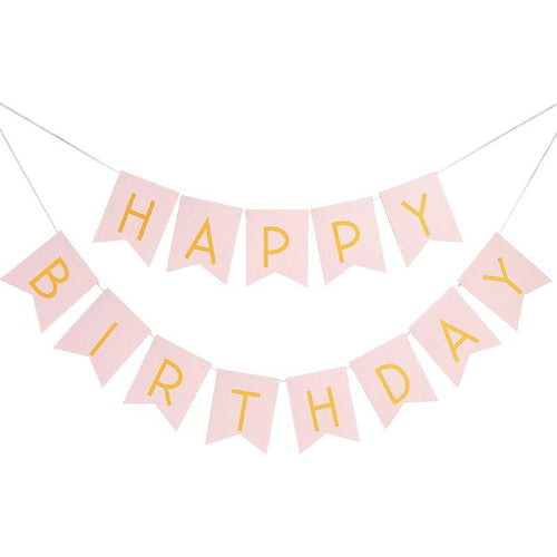 Baby Pink & Gold Happy Birthday Garland - The Party Edit