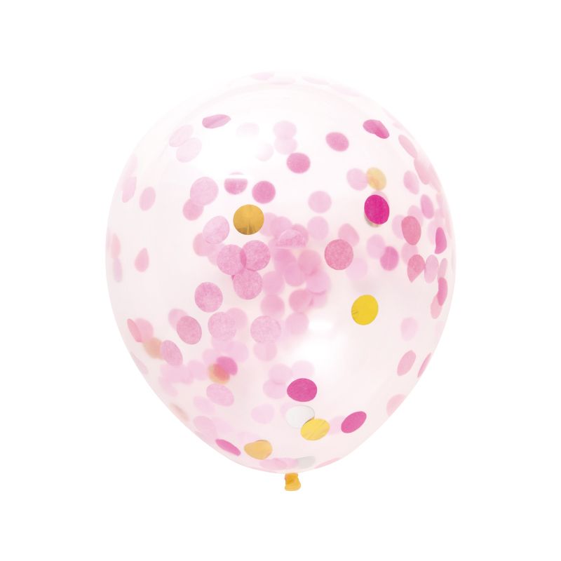 Pink 30cm Confetti Balloons (6 pack)