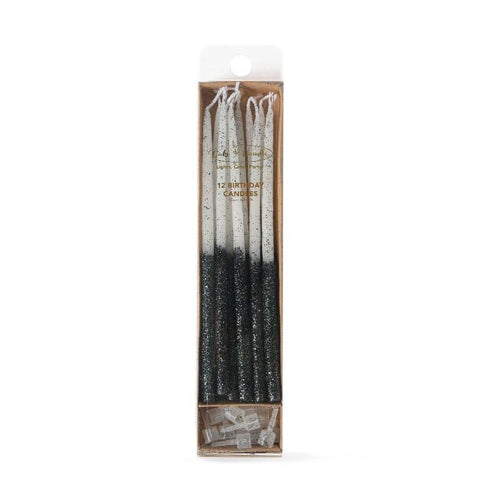 Black Glitter Dipped Candles (12 pack) - The Party Edit