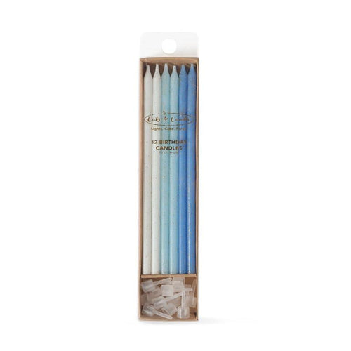 Blue Glitter Candles (12 pack) - The Party Edit
