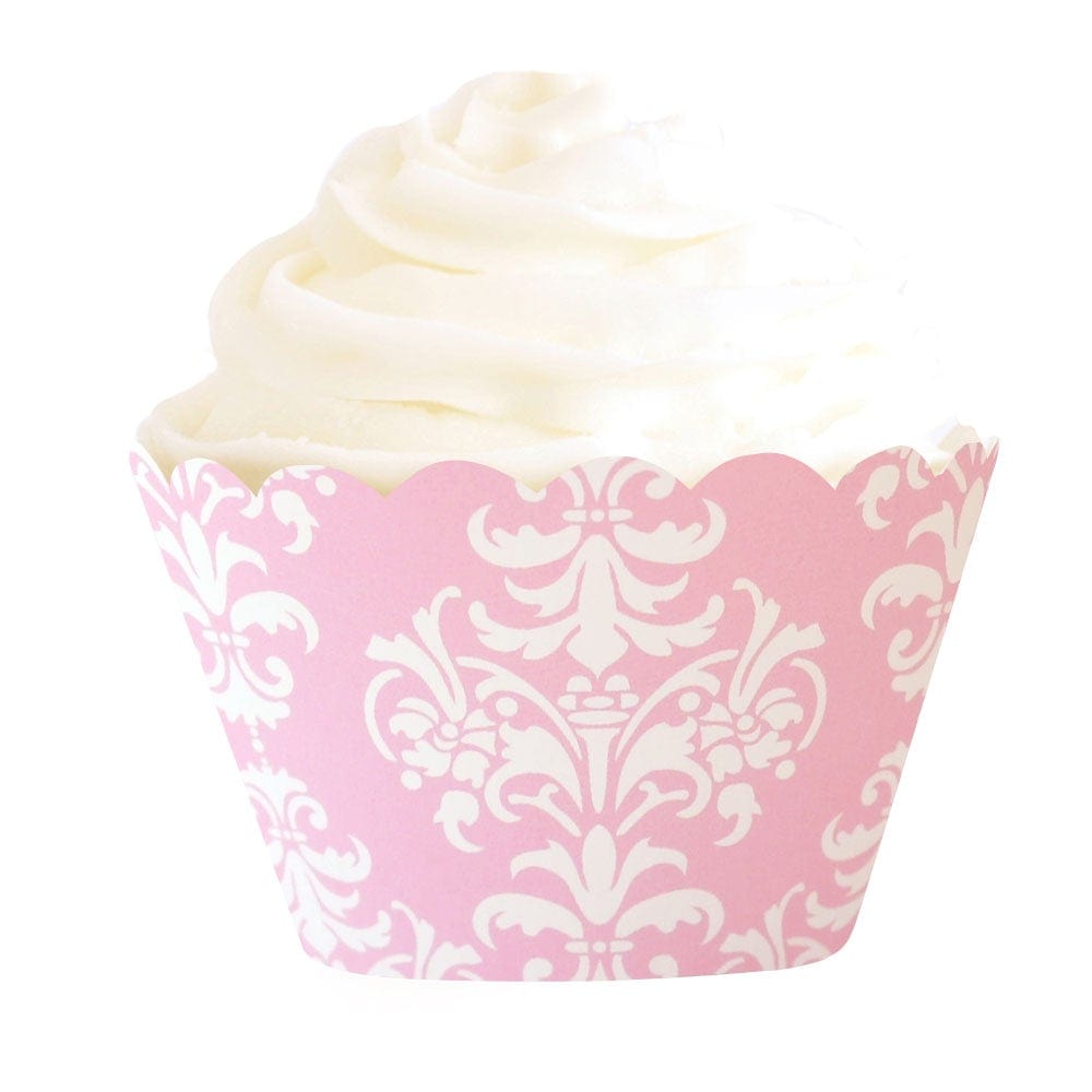 Damask Pink Cupcake Wrappers (12 pack)