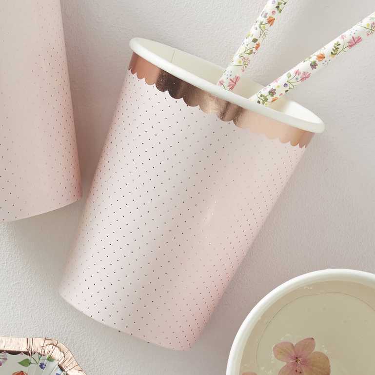 Pink & Rose Gold Foiled Cups (8 pack)