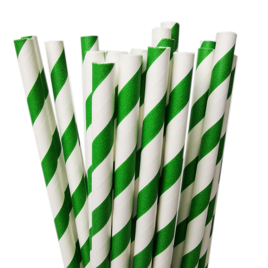 Green Striped Paper Straws (20 pack)