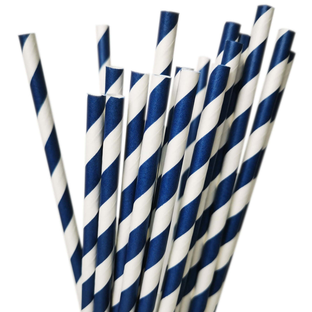 Royal Blue Striped Paper Straws (20 pack)