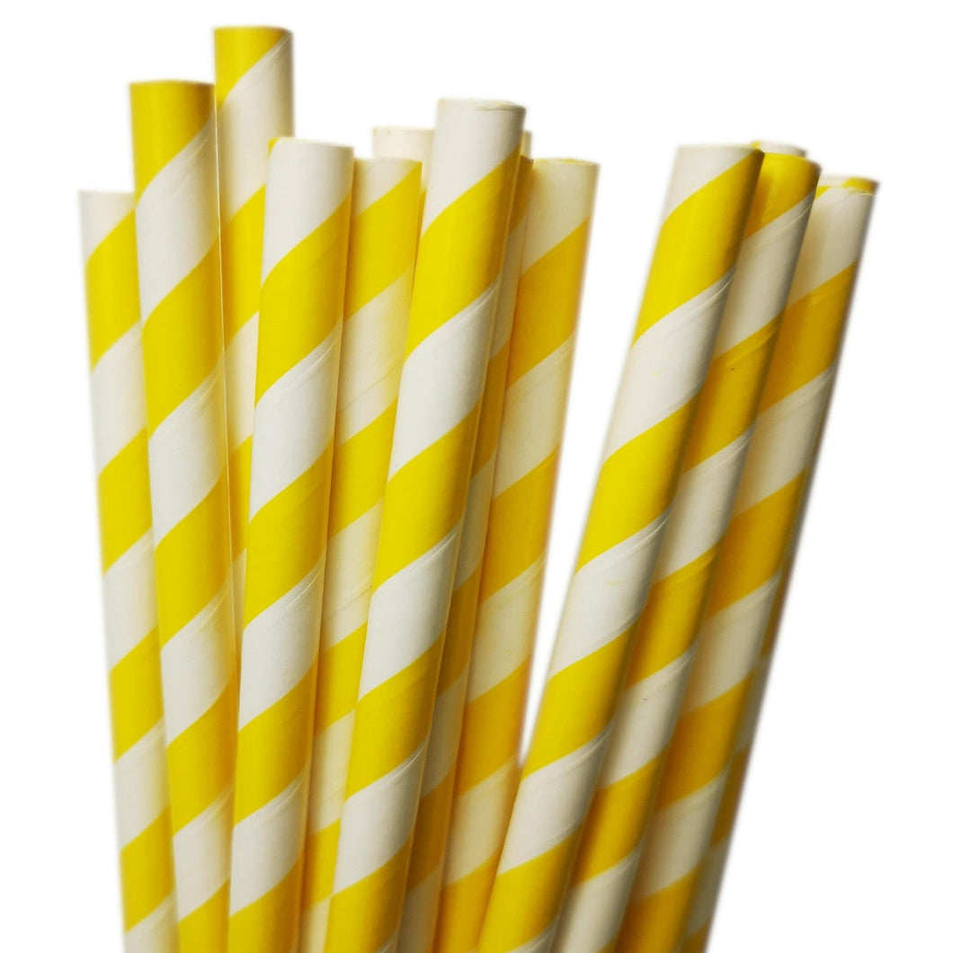 Yellow Striped Paper Straws (20 pack)