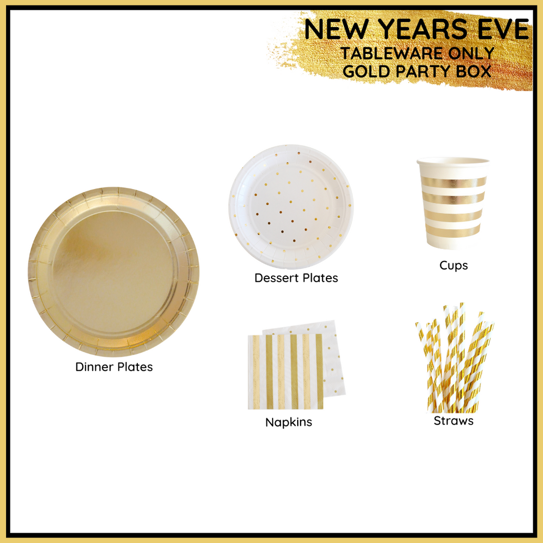 New Years Eve Party Box - TABLEWARE (Gold or Silver)