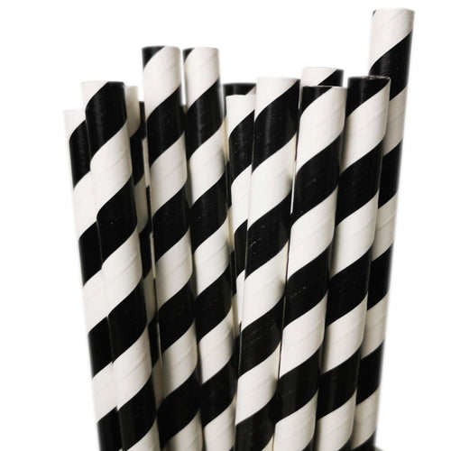 Black Striped Paper Straws (20 pack) - The Party Edit