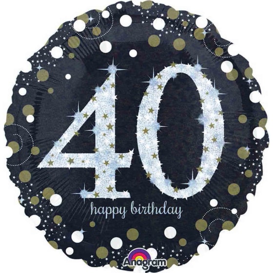 Holographic 40th Happy Birthday Foil Balloon