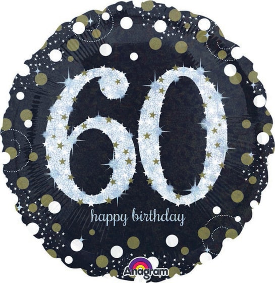 Holographic 60th Happy Birthday Foil Balloon