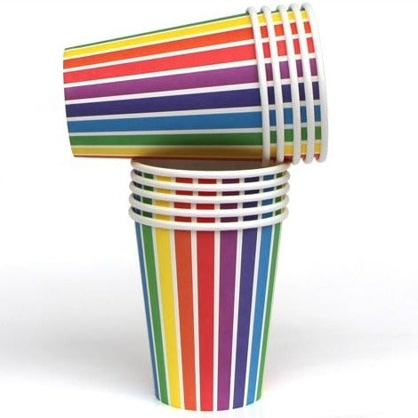 Rainbow Stripe Paper Cups (10 pack)