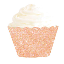 Load image into Gallery viewer, Rose Gold Glitter Cupcake Wrappers (12 pack)
