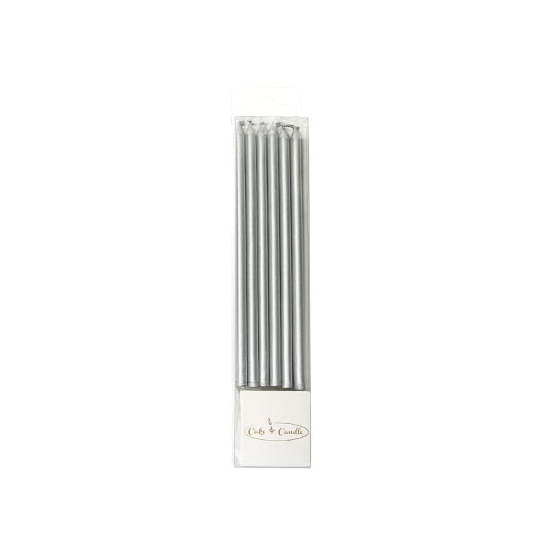 Silver Tall Candles (12 pack)