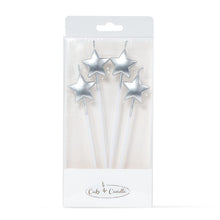 Load image into Gallery viewer, Silver Star Candle Picks (4 pack)
