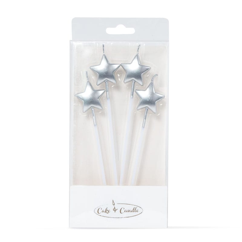 Silver Star Candle Picks (4 pack)