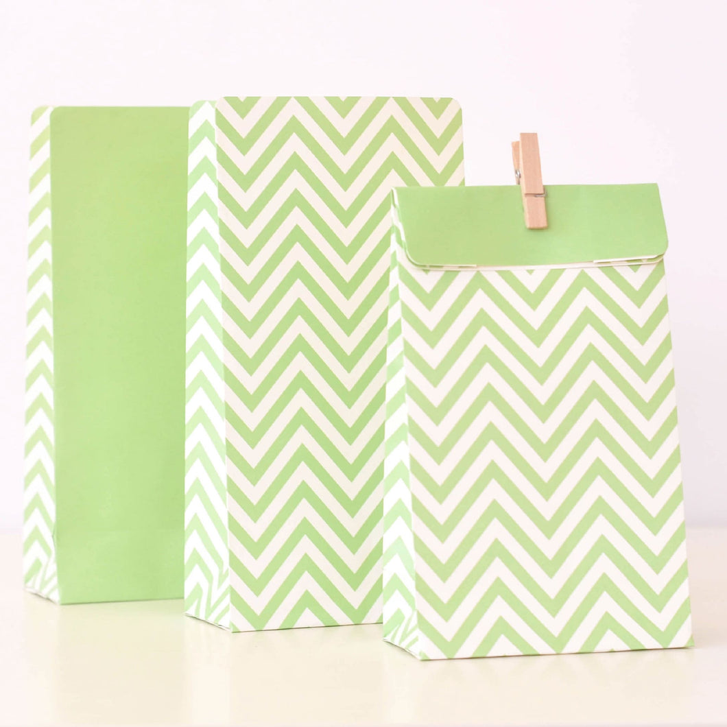 Chevron Pastel Green Party Bags (12 pack)