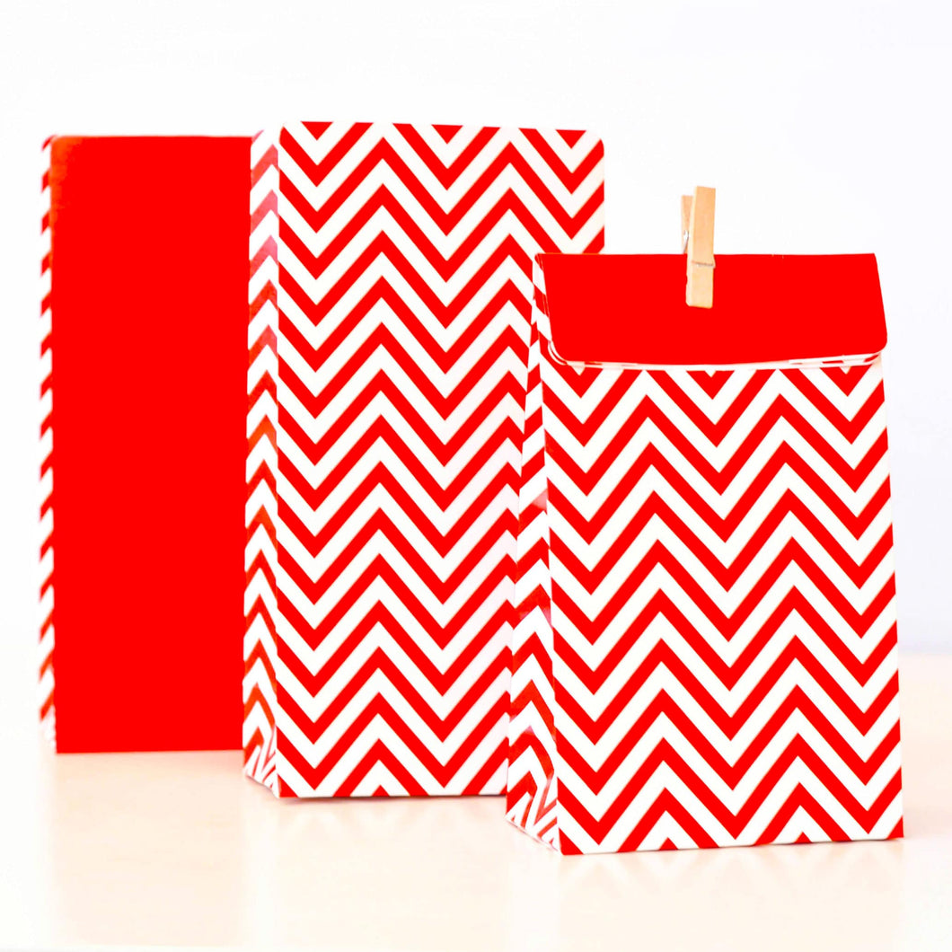 Chevron Red Party Bags (12 pack)