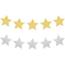 Load image into Gallery viewer, Gold &amp; Silver Glitter Star Reversible Garland
