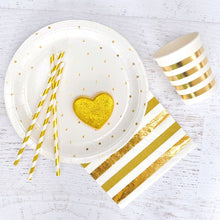 Load image into Gallery viewer, Gold Stripes &amp; Dots Cocktail Napkins (20 pack)
