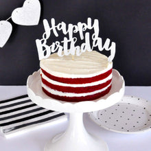 Load image into Gallery viewer, Happy Birthday Silver Glitter Cake Topper
