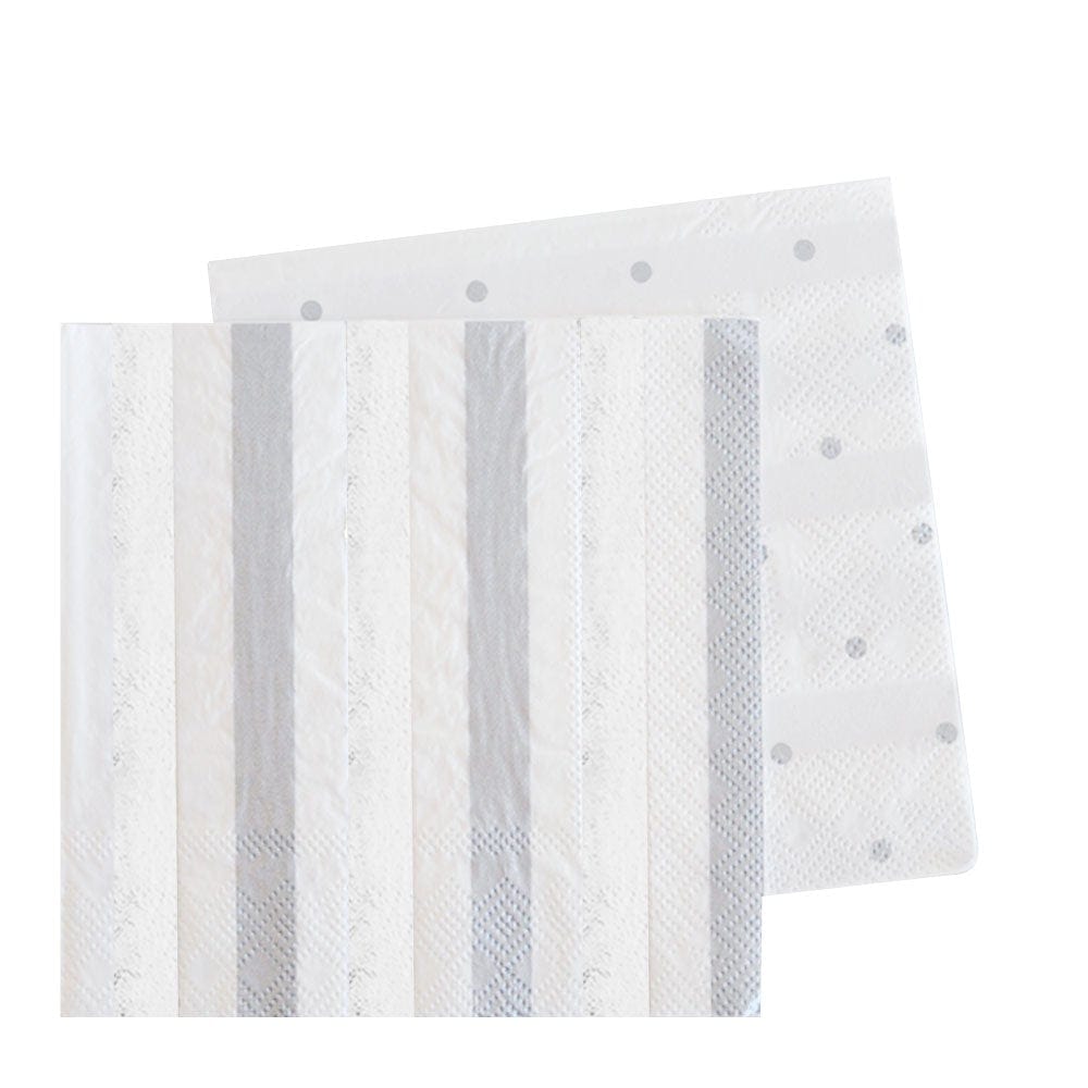 Silver Stripes & Dots Cocktail Napkins (20 pack)