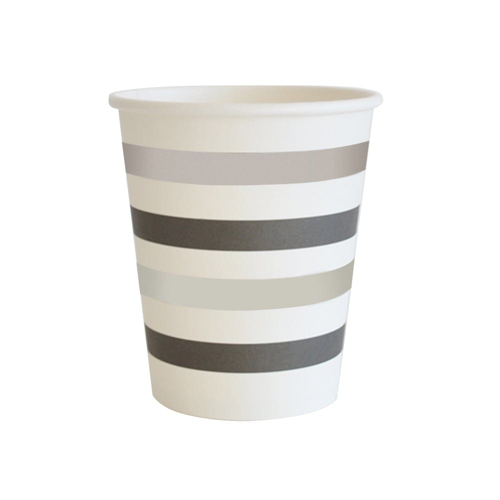 Silver & Black Stripes Cups (10 pack)